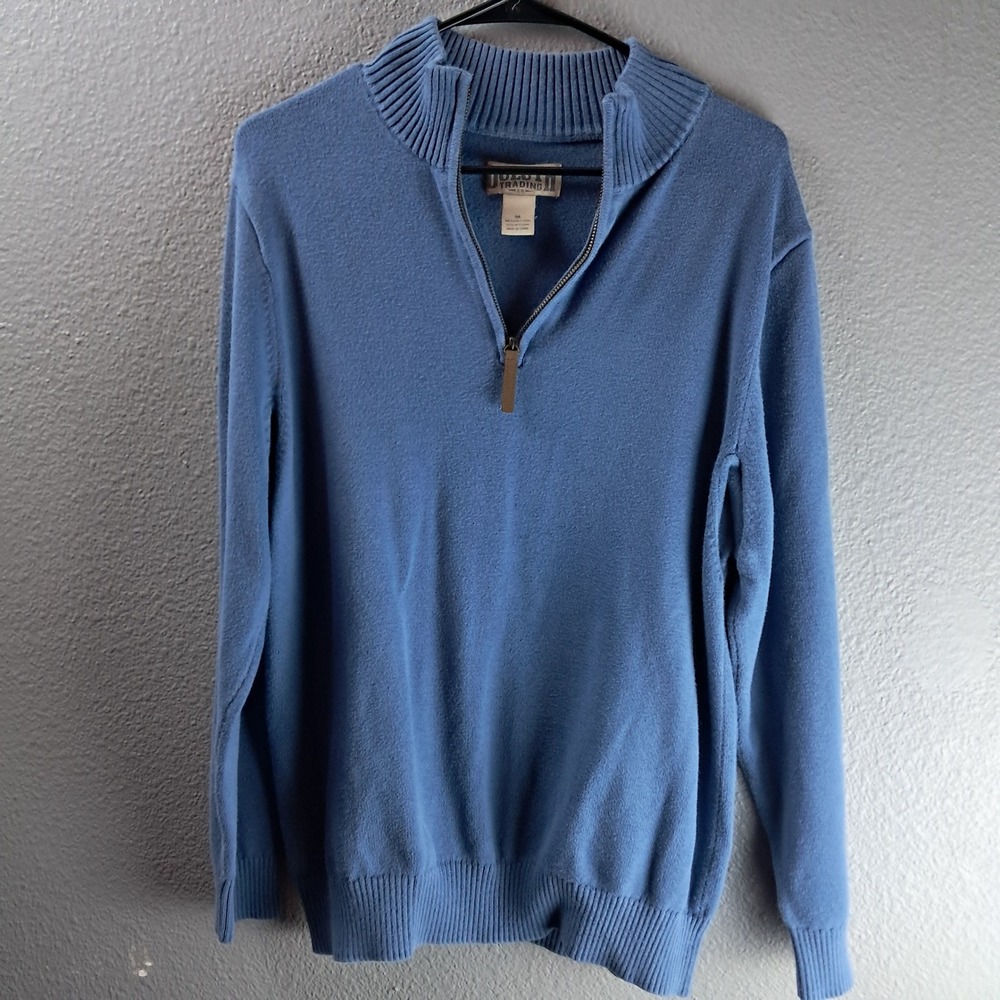 Duluth Trading Co. Quarter Zip Pullover Sweater Knit Blue Casual Mens M